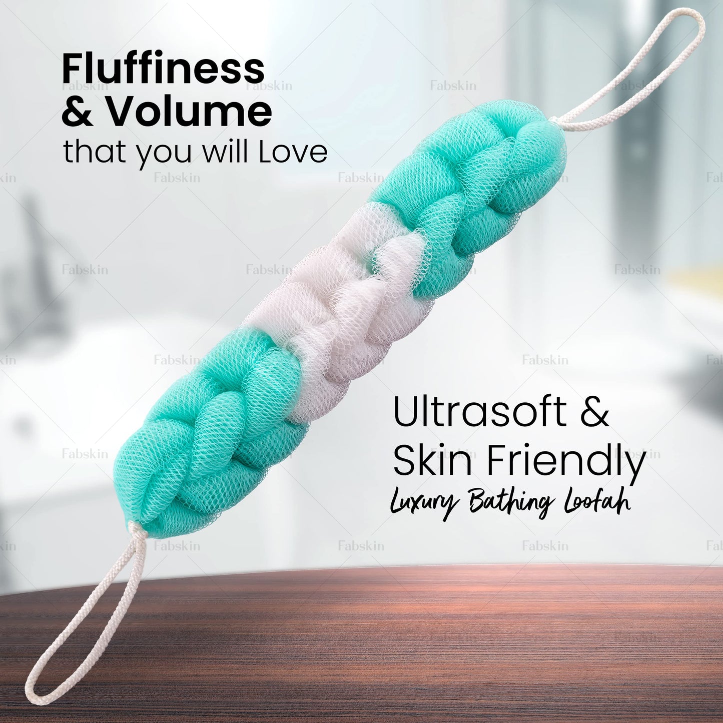 Fabskin Luxury Back Scrubber Loofah Belt Loofah for Bathing for Men and Women - Strechable 9 Knots Bath Sponge (Green Back Scrubber + Loofah) Beauty and Personal Care FABSKIN