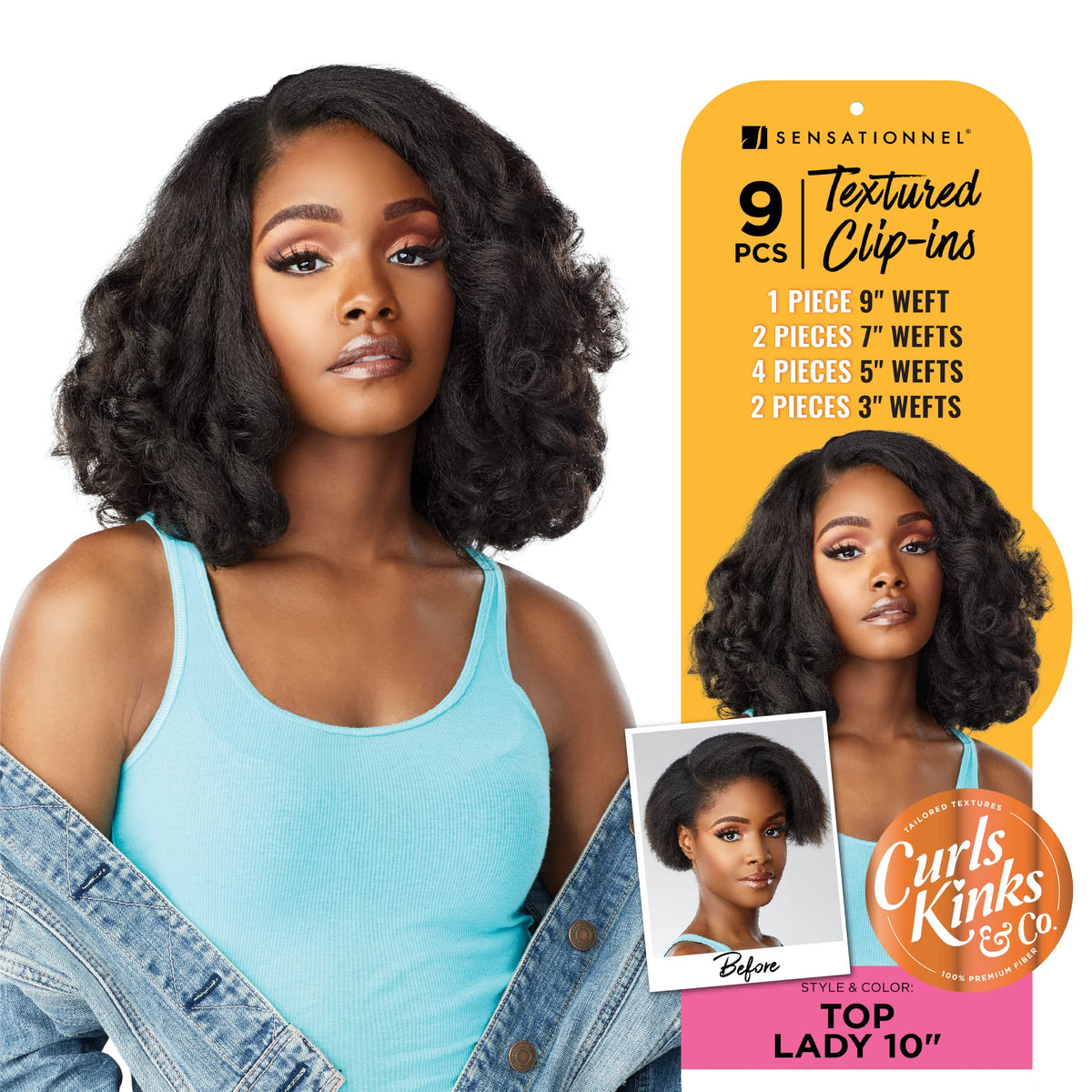 Sensationnel Curls Kinksandco Clip in-Top Lady 10 Inch,T2/30