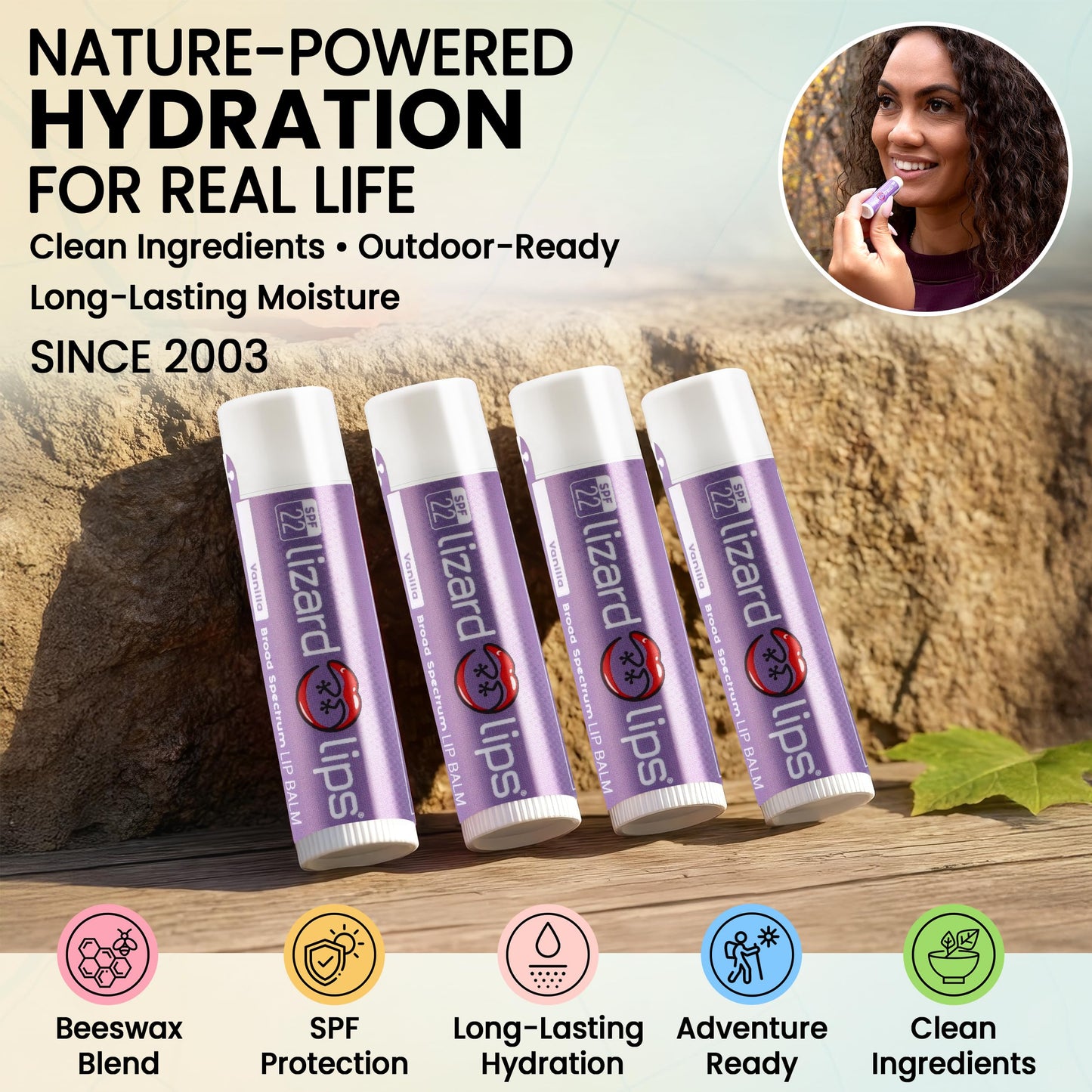 Lizard Lips SPF 22 Lip Balm - Original Vanilla 4 Pack (4) Beauty & Personal Care Lizard Lips