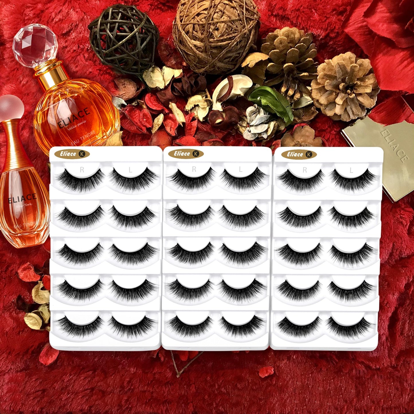 Eliace False Eyelashes Natural look Cat Eye Lashes Wispy Strips,15 Pairs 3D Mink Lashes Fake Eyelashes Volume Fluffy Thin Soft Band Comfortable Long Beauty & Personal Care Eliace