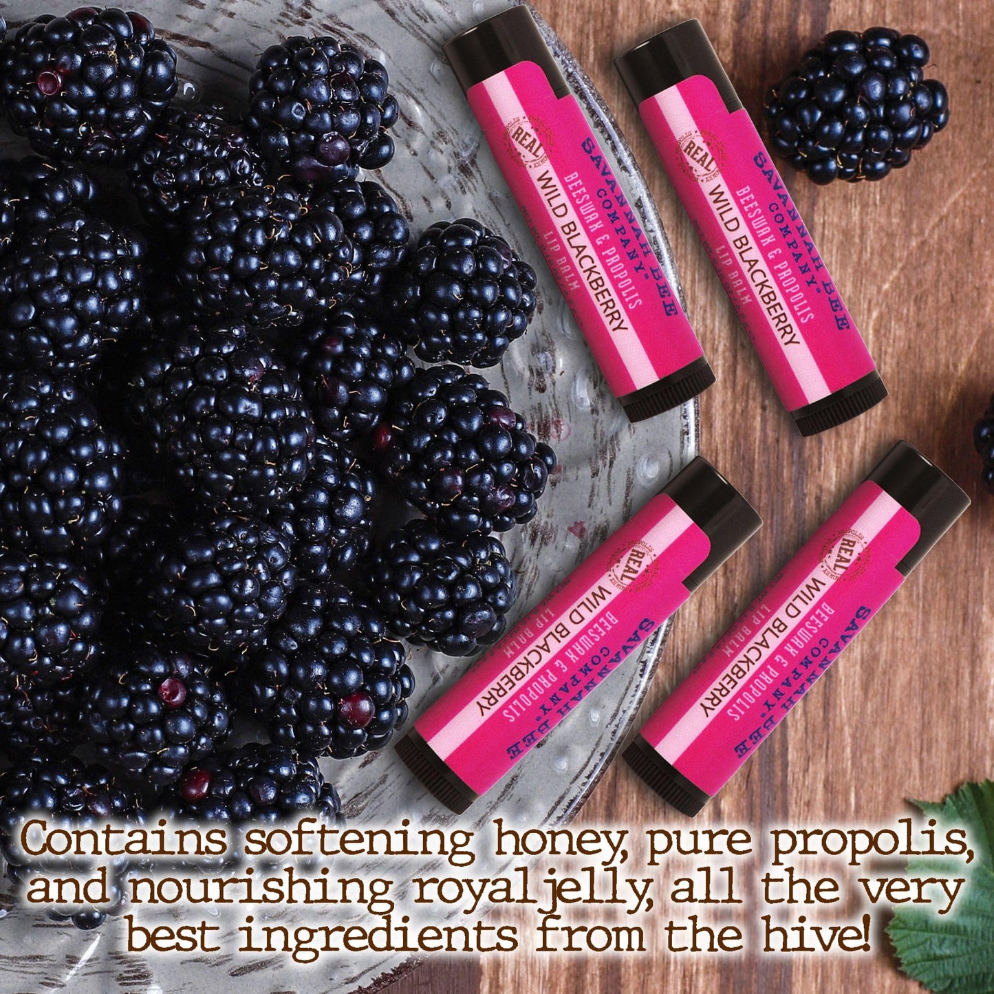 Savannah Bee Company Lip Balm - Silky Smooth Natural Balm (Wild Blackberry 3 pack) Beauty and Personal Care Savannah Bee Company