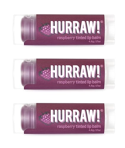 Hurraw! Raspberry Tinted Lip Balm, 3 Pack: (Sheer Berry Tint) Organic, Certified Vegan, Cruelty and Gluten Free. Non-GMO, 100% Natural Ingredients. Beauty & Personal Care HURRAW!