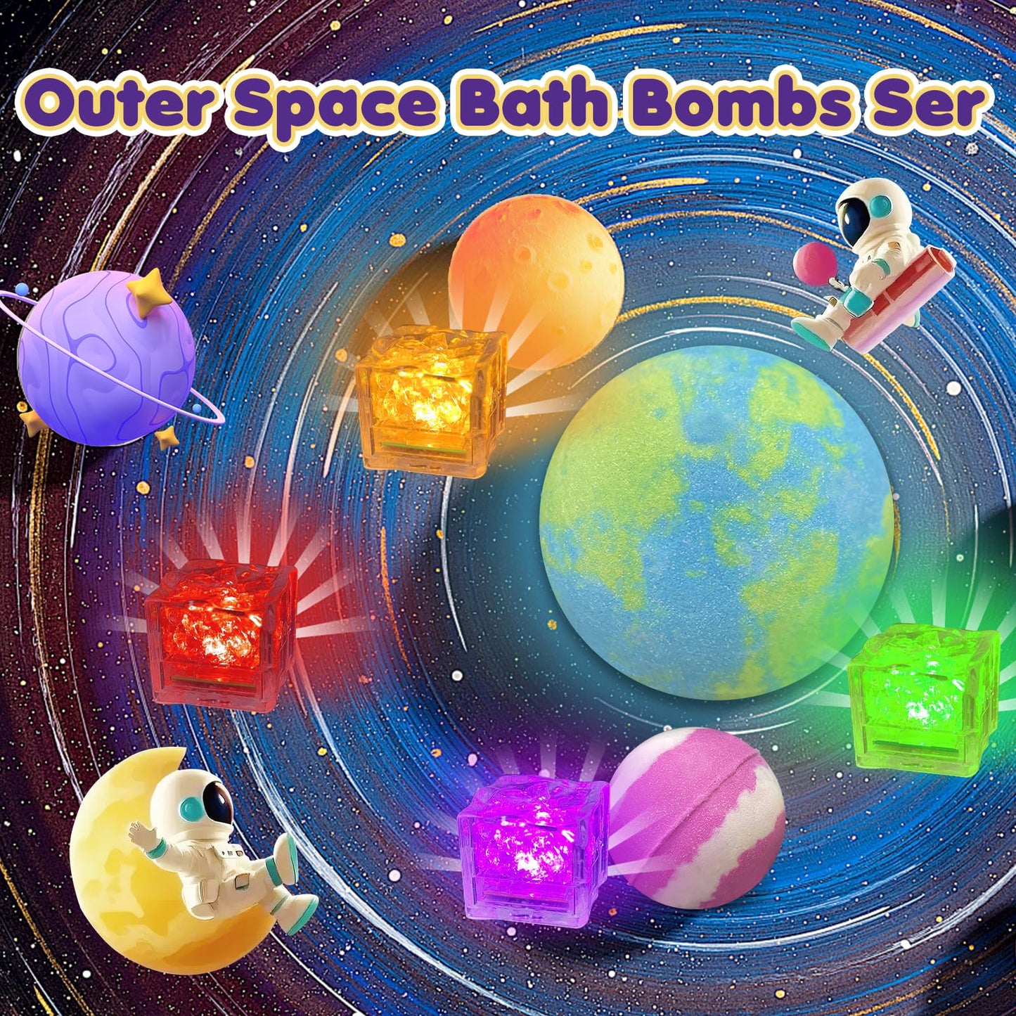 Bath Bombs for Kids with Toys Inside, 8 Light up Bath Bomb of Solar System Set, Planet Bath Bomb with Surprise Inside, Kid-Friendly Bubble Bath Beauty and Personal Care Lisotera