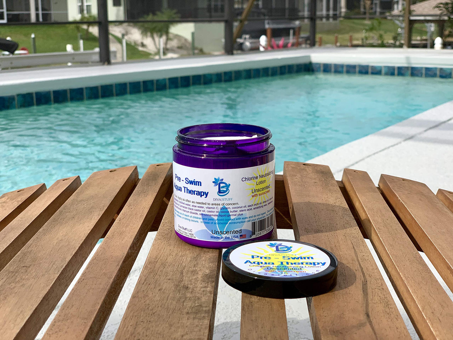 Diva Stuff Pre-Swim Aqua Therapy Chlorine Neutralizing Body Lotion, Protects Skin From Chlorine and Salt Water, 8 oz - Made in the USA, Unscented Beauty & Personal Care Diva Stuff