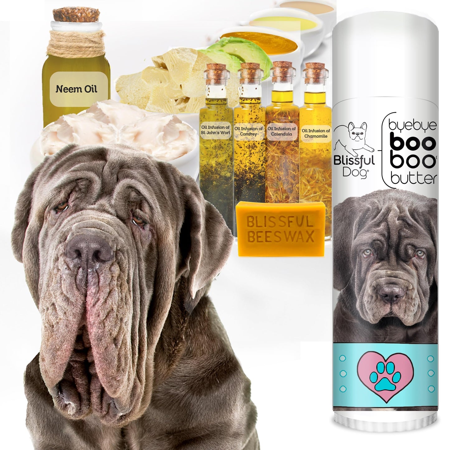 The Blissful Dog .50 oz Tube Neapolitan Mastiff Booboo Butter Beauty and Personal Care The Blissful Dog