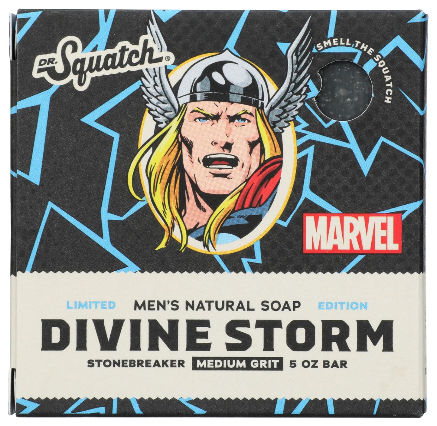 Dr. Squatch All Natural Divine Storm Limted Edition Men's Bar Soap with Medium Grit Marvel Thor Stonebreaker Made From Natural Oils, Black Beauty & Personal Care Dr. Squatch
