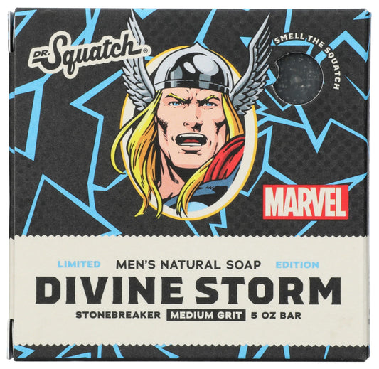 Dr. Squatch All Natural Divine Storm Limted Edition Men's Bar Soap with Medium Grit Marvel Thor Stonebreaker Made From Natural Oils, Black Beauty & Personal Care Dr. Squatch