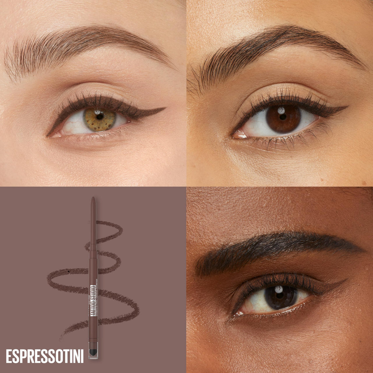 Maybelline Tattoo Studio Automatic Gel Pencil Waterproof Eyeliner, Blendable, Smudge Resistant, Matte Eyeliner For Up To 36HR Wear, Expressotini Beauty & Personal Care MAYBELLINE
