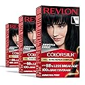 Revlon ColorSilk with Bond Repair Complex, Black Permanent Hair Color, 100% Gray Coverage, Ammonia Free Hair Dye, Vegan Keratin, 10 Black (Pack of 3) Beauty & Personal Care REVLON