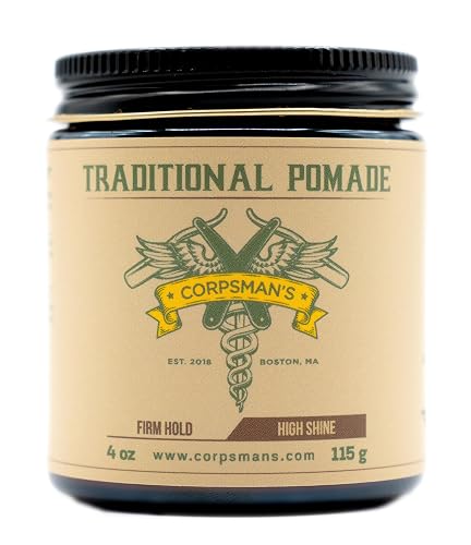 Corpsman's TRADITIONAL POMADE | Firm Hold | High Shine | 4 ounce glass jar Beauty & Personal Care Corpsman's