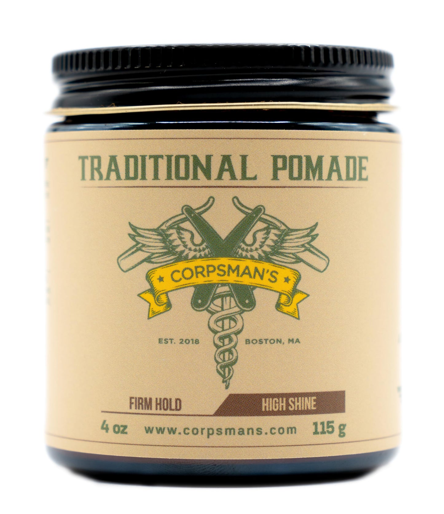 Corpsman's TRADITIONAL POMADE | Firm Hold | High Shine | 4 ounce glass jar Beauty & Personal Care Corpsman's