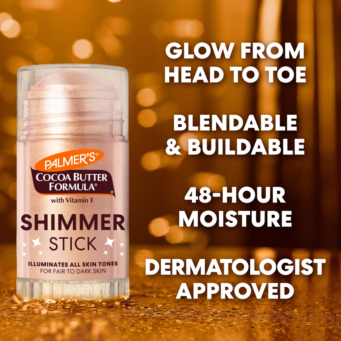 Palmer's Cocoa Butter Formula Body Shimmer Stick with Vitamin E, 1 Oz, Radiant Highlighter Makeup for Body Glow, Provides 48-Hour Moisture, All Skin Beauty & Personal Care Palmer's