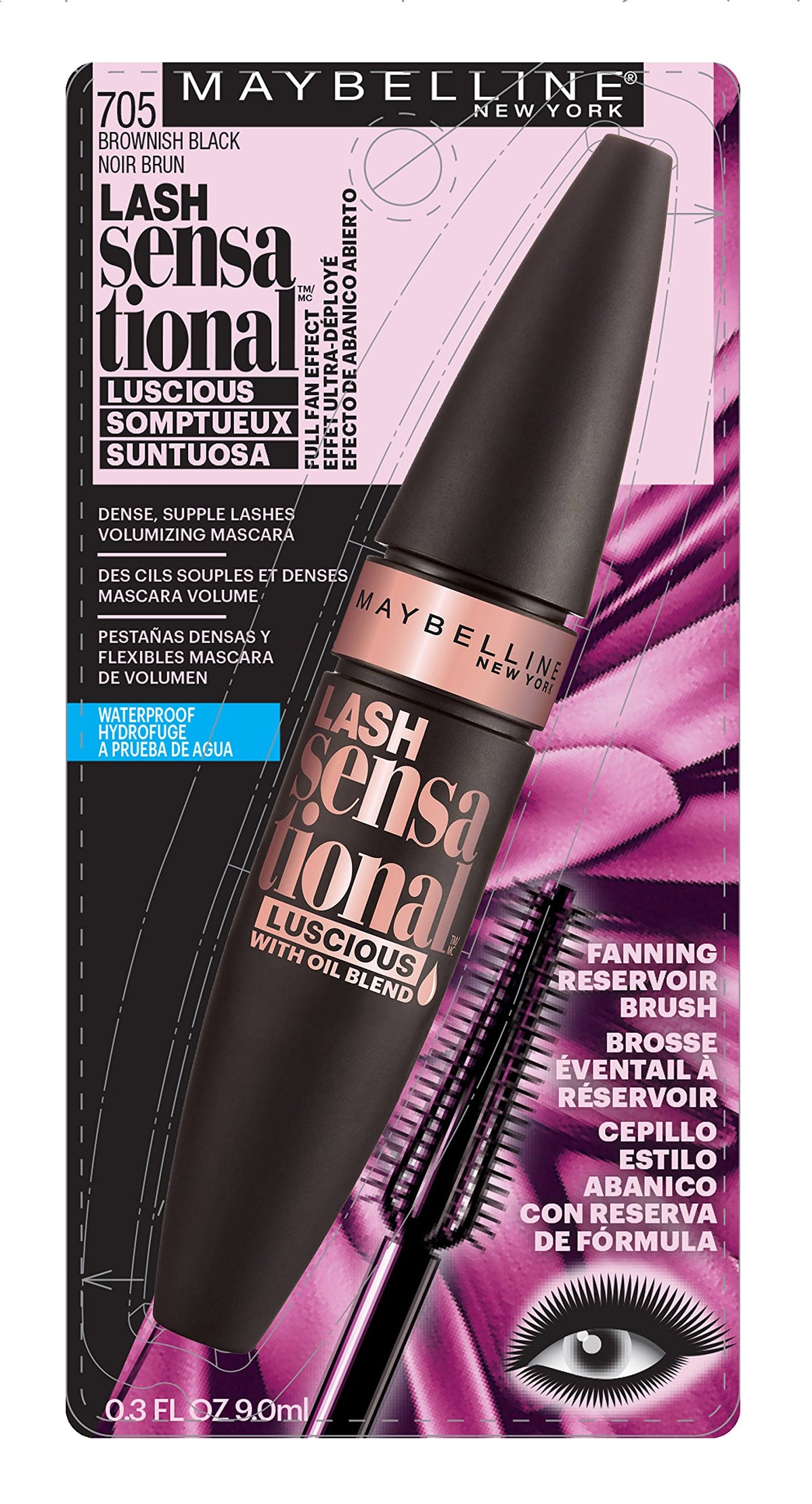 Maybelline Lash Sensational Luscious Waterproof Mascara, Very Black, 0.3 fl. oz.