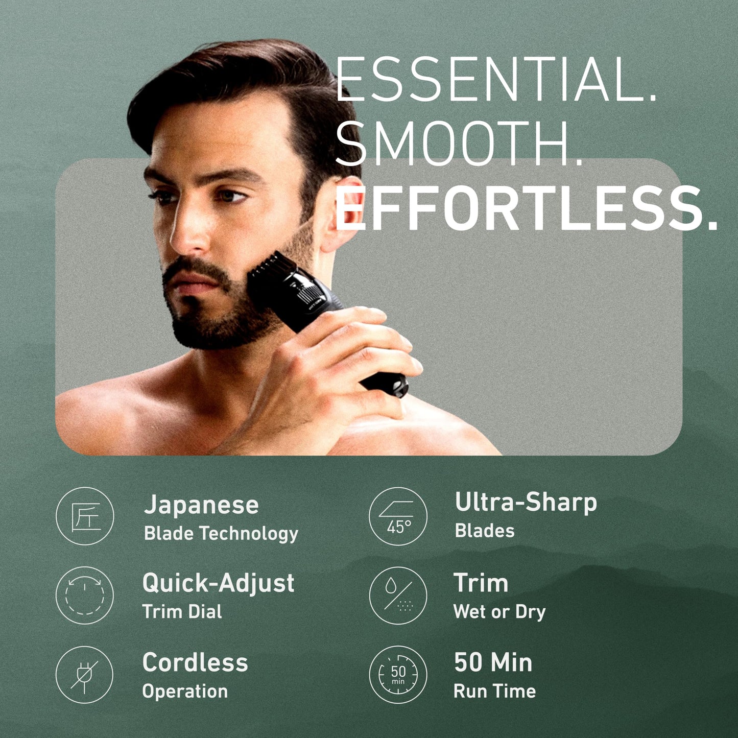 Panasonic Cordless Beard Trimmer for Men with Precision Dial, 19 Adjustable Length Settings, Rechargeable Battery, Washable, Birthday Gifts for Men Beauty and Personal Care Panasonic