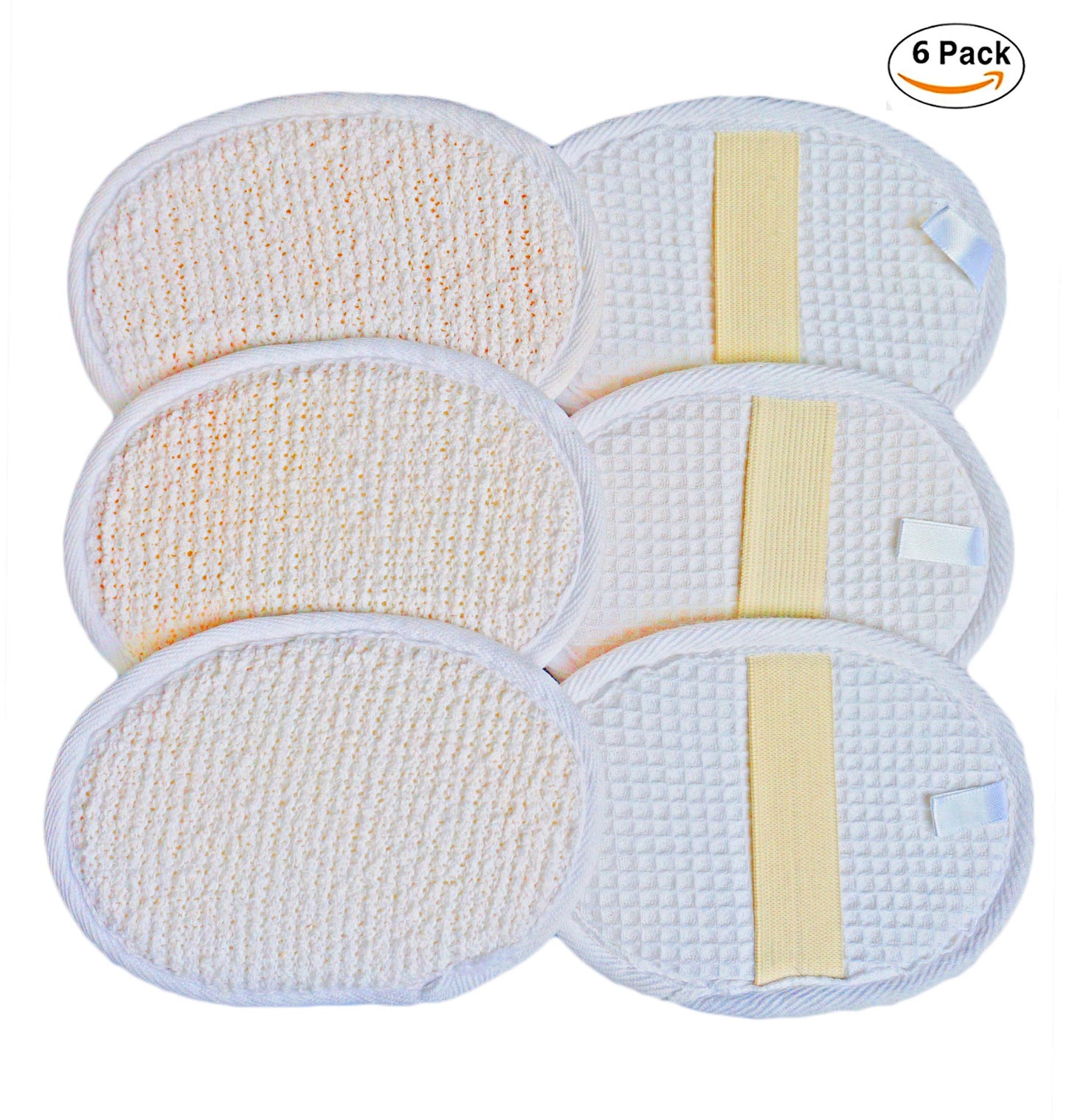 6Pack (Large 6.3x4.3 inches) Exfoliating Face Body Pad (100% Soft Terry Cloth) Cloth Materials Loofah Sponge Scrubber Brush Close Skin for Men Beauty & Personal Care JINS-Hung