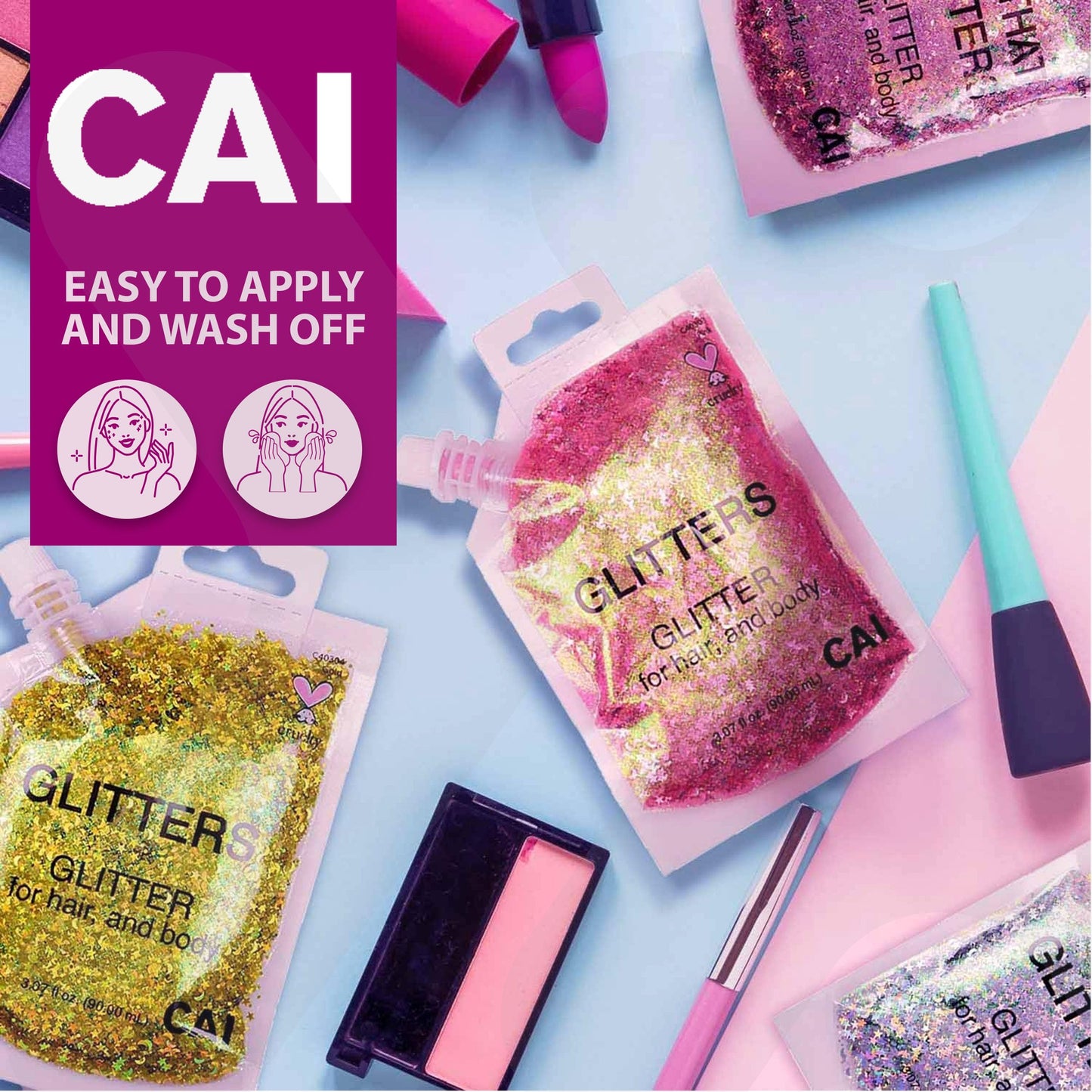 CAI Beauty NYC Hair and Body Glitter Spray (Pink Pastel) Beauty & Personal Care CAI BEAUTY NYC