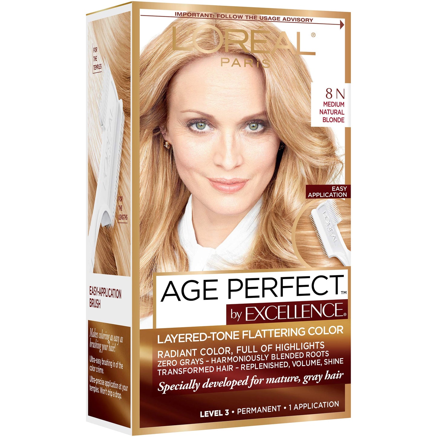 L'Oreal Paris Excellence Age Perfect Layered Tone Flattering Color, 8N Medium Natural Blonde Set (Packaging May Vary) Beauty & Personal Care L'Oreal Paris
