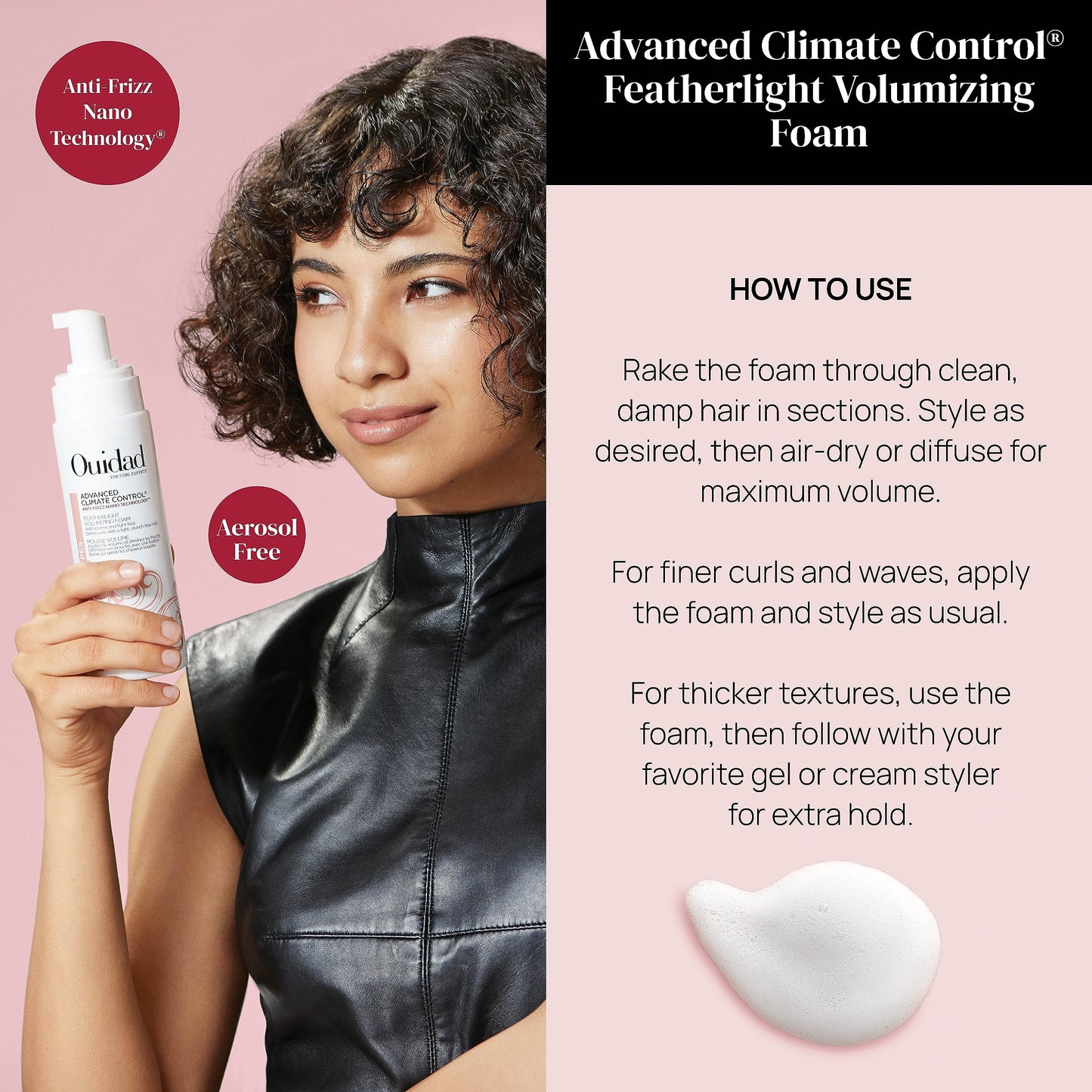 Ouidad Advanced Climate Control Volumizing Foam - 7 fl oz, Lightweight Hair Styling Foam, Anti-Frizz Nano Technology, Adds Volume, Fights Frizz Beauty & Personal Care Ouidad