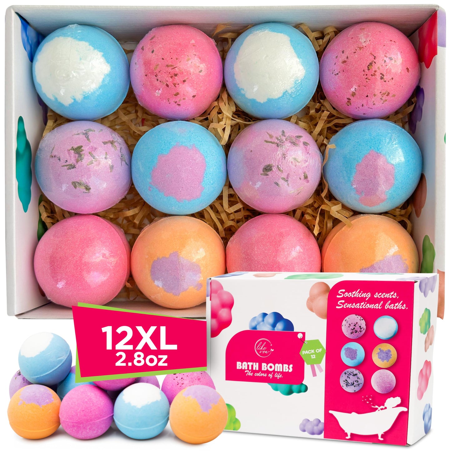 Bath Bombs for Women, Men & Kids - 12 Bath Bomb Gift Set with Shea Butter, Essential Oils & Sea Salt, Moisturizing Spa Aromatherapy, Long-Lasting… Beauty & Personal Care LIKEVOW