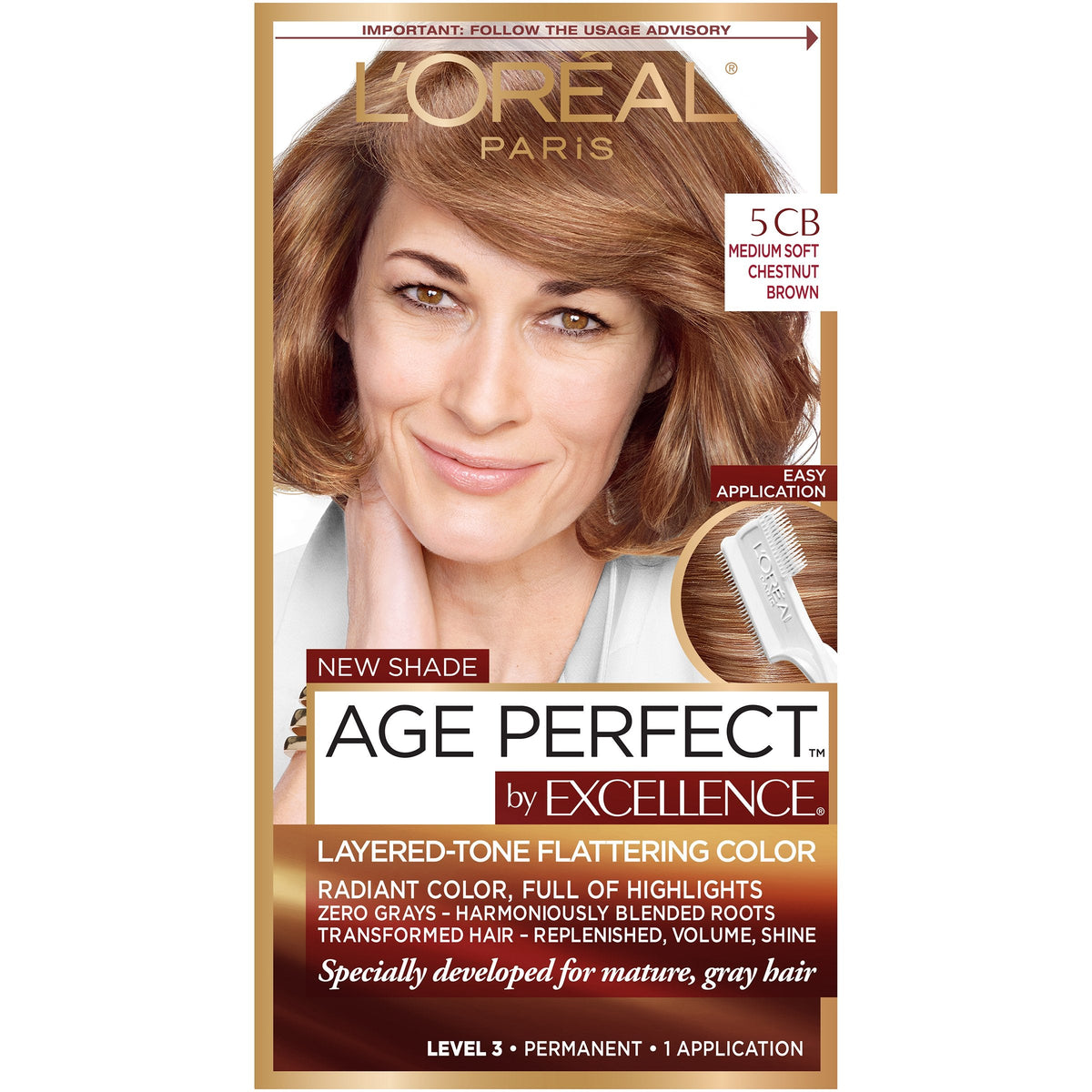 L'Oreal Paris ExcellenceAge Perfect Layered Tone Flattering Color, 5CB Medium Chestnut Brown Beauty & Personal Care L'Oreal Paris