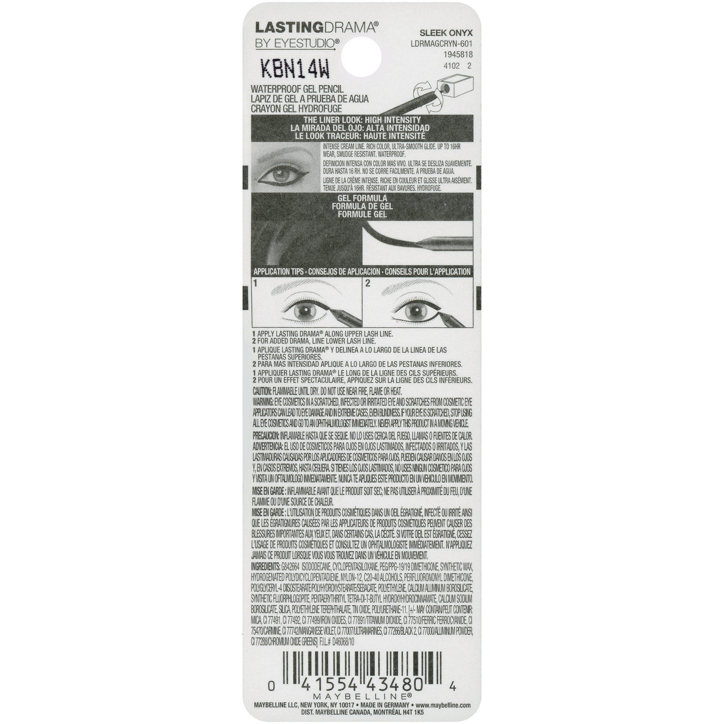 Maybelline Eyestudio Lasting Drama Waterproof Matte Gel Pencil Black Eyeliner Makeup, Sleek Onyx, 1 Count Beauty & Personal Care MAYBELLINE