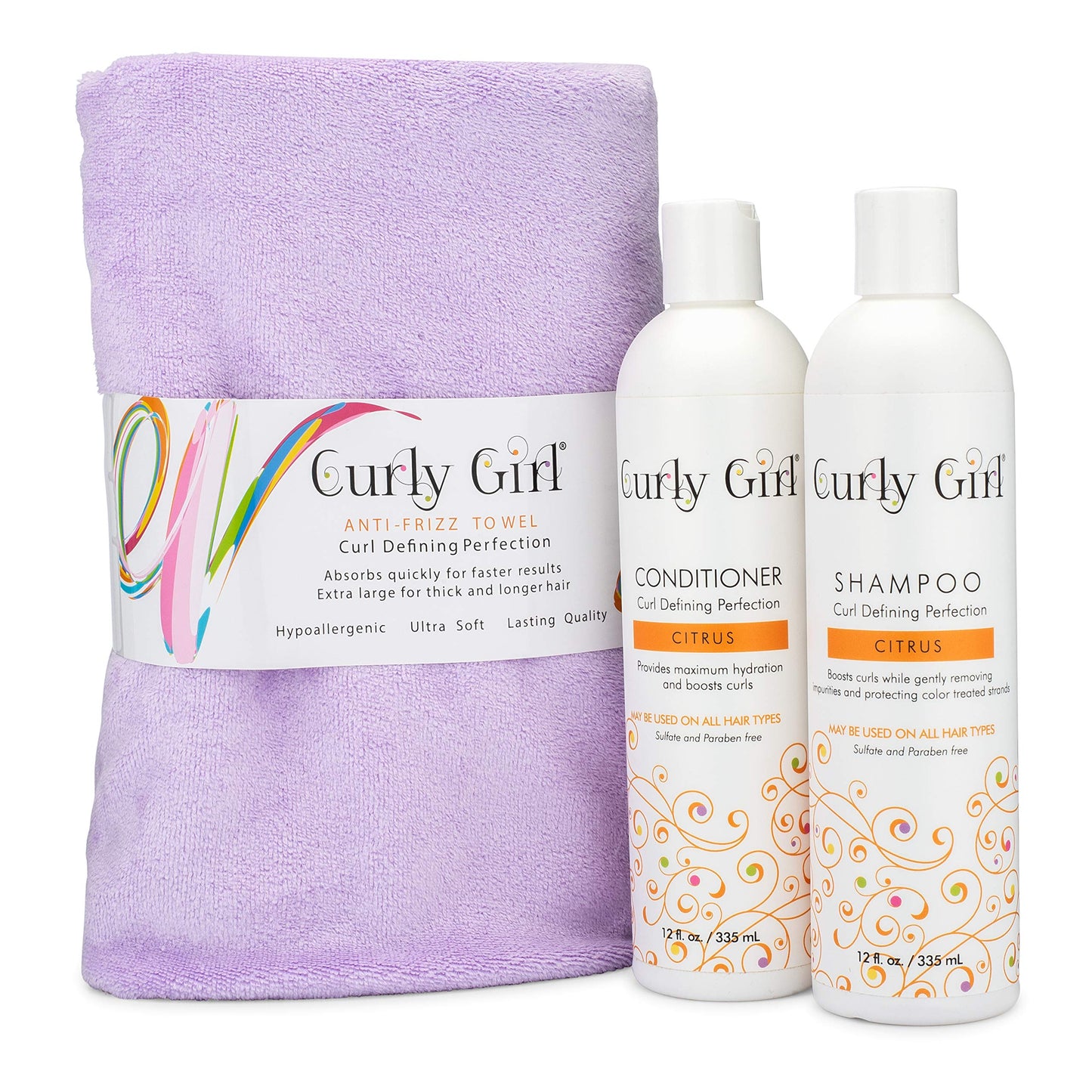 Curly Girl Shampoo, Conditioner & Anti Frizz Microfiber Towel Set (Lavender) Beauty & Personal Care Curly Girl