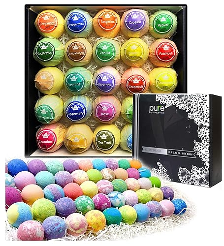 Natural Bath Bombs Gift Set for Women and Men. 50 Essential Oil Bath Bombs with Organic & Moisturizing Pure Goodness. Beauty & Personal Care Rachelle Parker
