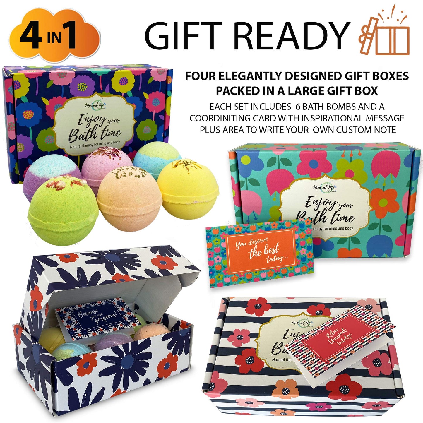 Bath Bombs for Women Gift Set - 24 Natural and Organic Bath Bombs with Essential Oils & Moisturizing Shea Butter, Spa Birthday Gift, Selfcare Gifts Beauty and Personal Care Mineral Me California