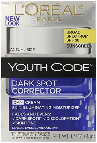 Dark Spot Corrector Face Moisturizer with SPF 30 for Even Skin Tone by L’Oreal Paris, Youth Code Anti-Aging Day Cream, Non-greasy, 1.7 oz. Beauty & Personal Care L'Oreal Paris