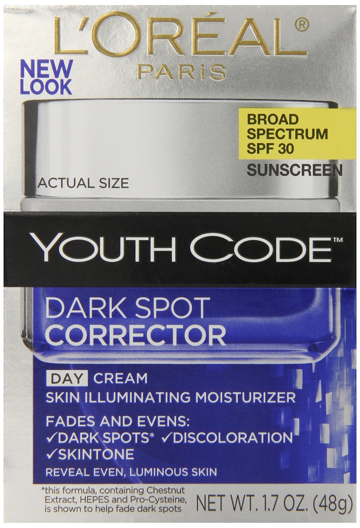 Dark Spot Corrector Face Moisturizer with SPF 30 for Even Skin Tone by L’Oreal Paris, Youth Code Anti-Aging Day Cream, Non-greasy, 1.7 oz. Beauty & Personal Care L'Oreal Paris