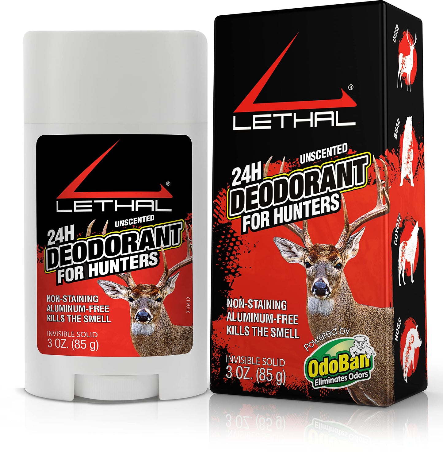 LETHAL Deodorant Stick for Hunters, 24 Hour Protection for Men and Women, Invisible Solid, Aluminum-Free, Unscented, 3 Ounces Beauty and Personal Care LETHAL