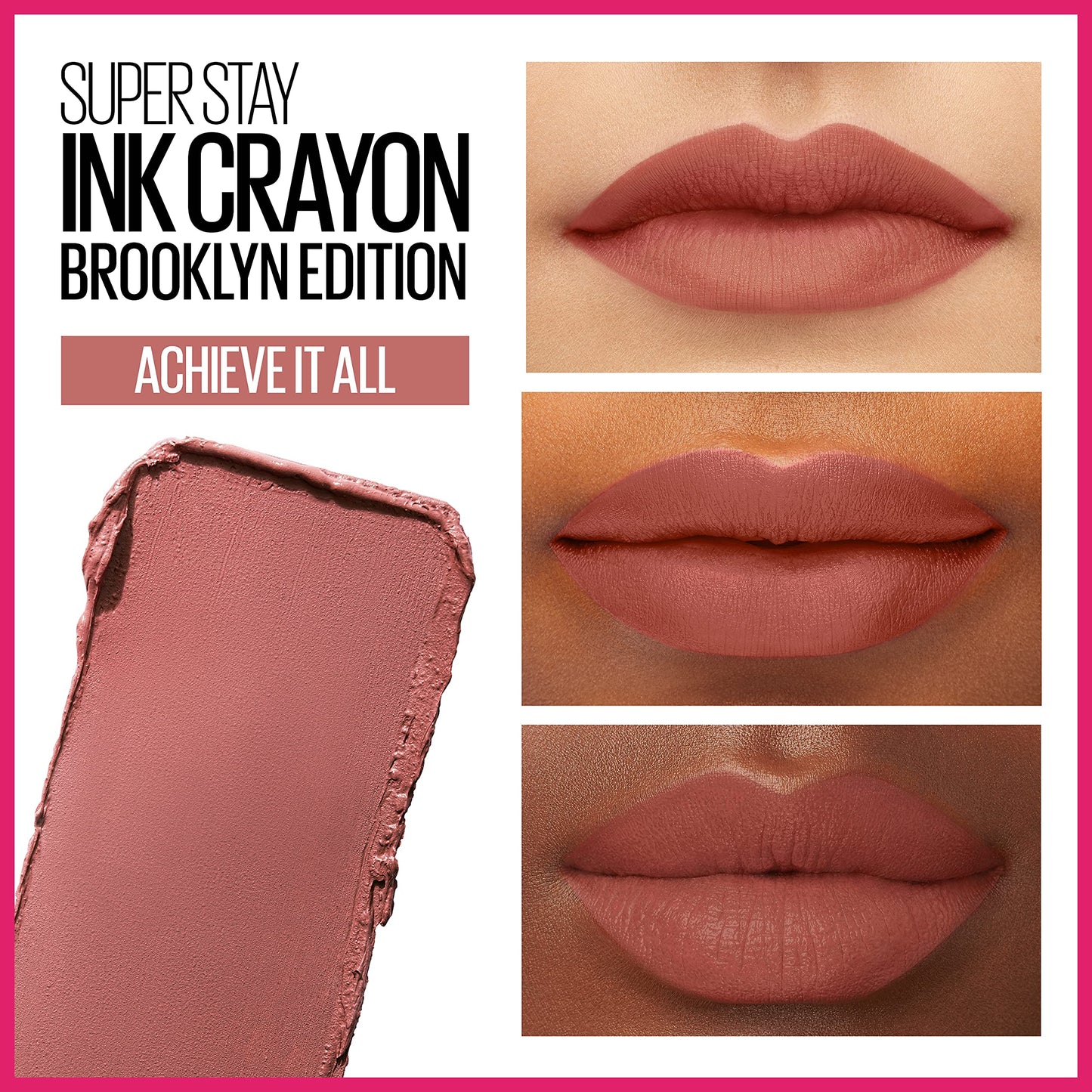 Maybelline Super Stay Ink Crayon Lipstick Makeup, Precision Tip Matte Lip Crayon with Built-in Sharpener, Longwear Up To 8Hrs, Achieve It All, Brown Beauty & Personal Care MAYBELLINE