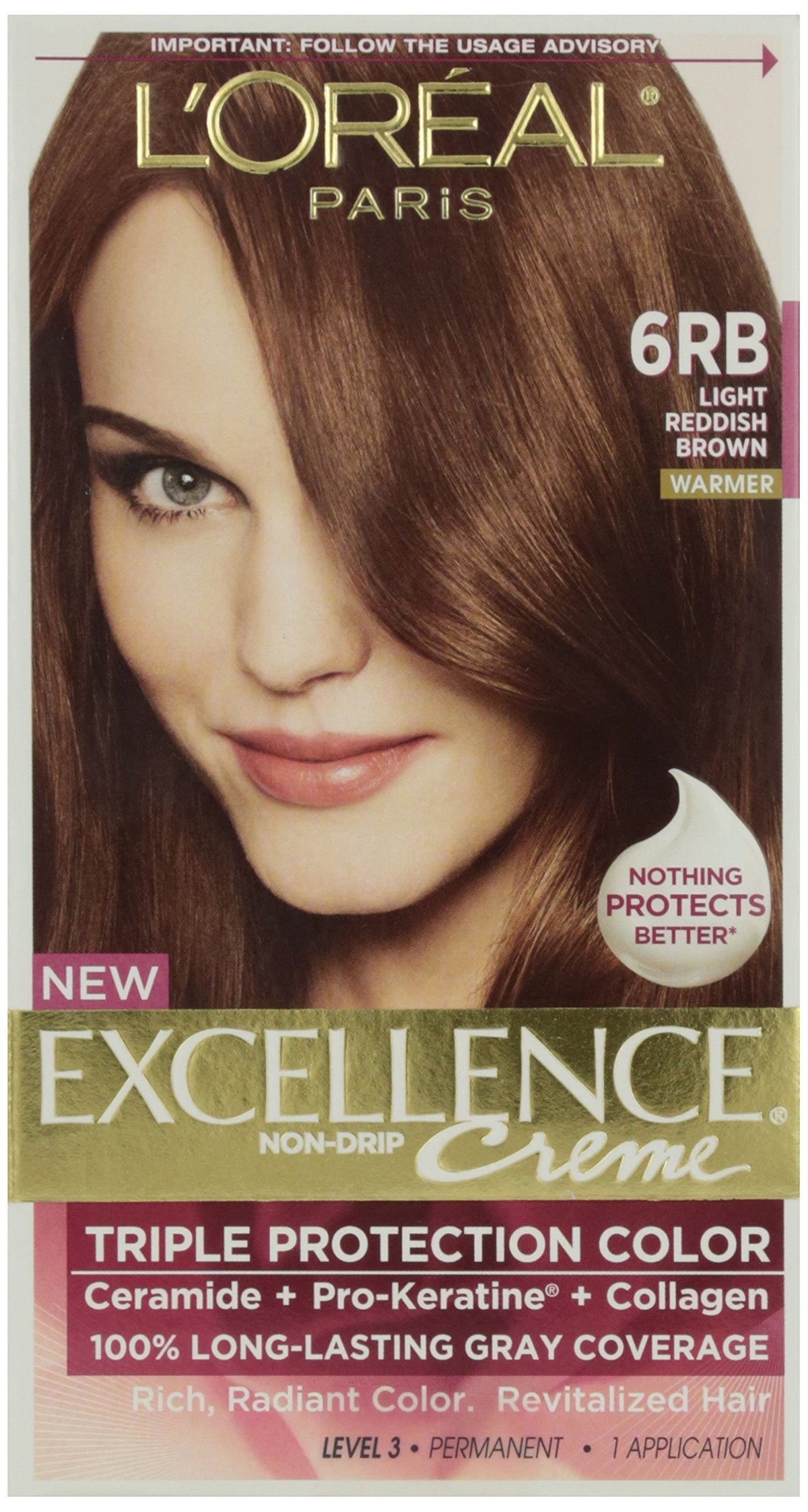 L'Oreal Paris Excellence Creme Triple Protection Color - 6RB Light Reddish Brown - Warmer for Unis Beauty & Personal Care L'Oreal Paris
