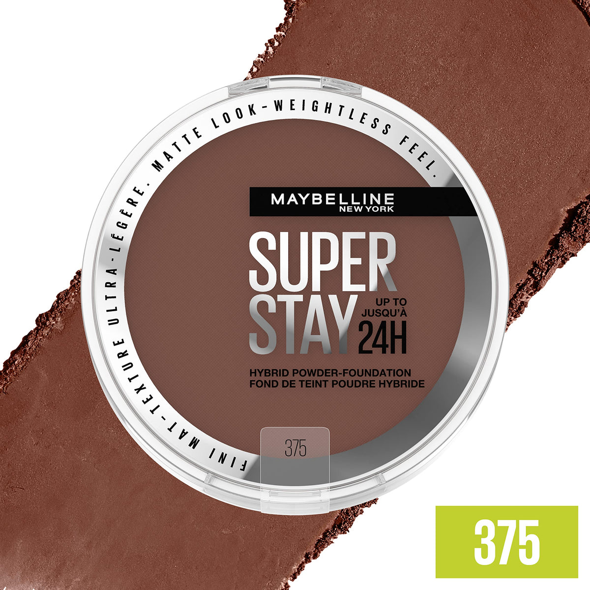 Maybelline Super Stay Up to 24HR Hybrid Powder-Foundation, Medium-to-Full Coverage Makeup, Matte Finish, 375, 1 Count Beauty & Personal Care MAYBELLINE