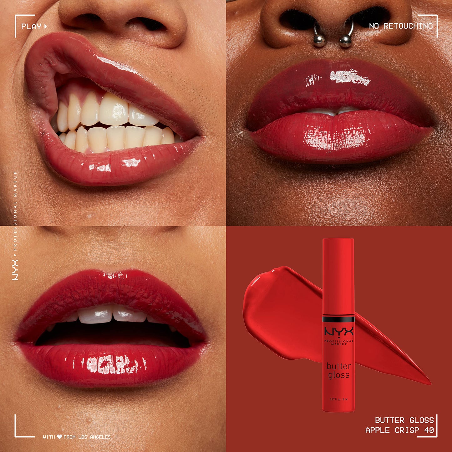 NYX PROFESSIONAL MAKEUP Butter Gloss, Non-Sticky Lip Gloss - Apple Crisp (Modern Red) Beauty & Personal Care NYX PROFESSIONAL MAKEUP