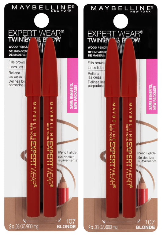 Maybelline New York Expert Wear Twin Brow & Eye Pencils Makeup, Blonde, 2 Count (Pack of 2) Beauty and Personal Care MAYBELLINE Default Title