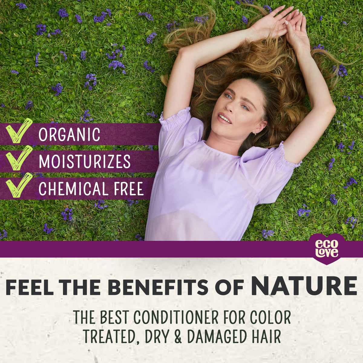 ecoLove Vegan Conditioner with Organic Lavender Extract, 17.6 oz