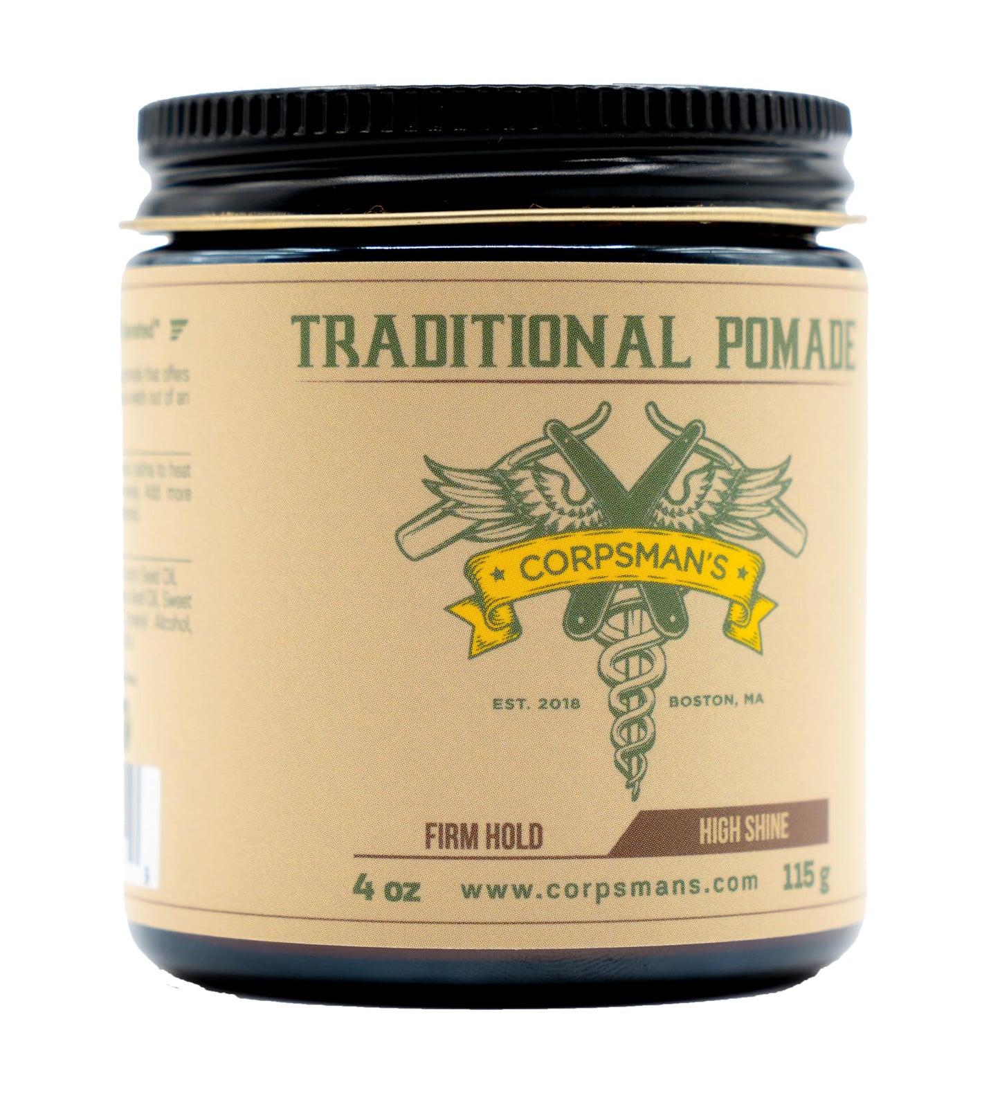 Corpsman's TRADITIONAL POMADE | Firm Hold | High Shine | 4 ounce glass jar Beauty & Personal Care Corpsman's