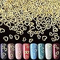 PAGOW 1000pcs 3D Gold Heart Nail Art Metal Charm Kit Love Small Metallic DIY Studs Sequins Valentine Decoration Spring Summer Accessories Gift Beauty & Personal Care PAGOW