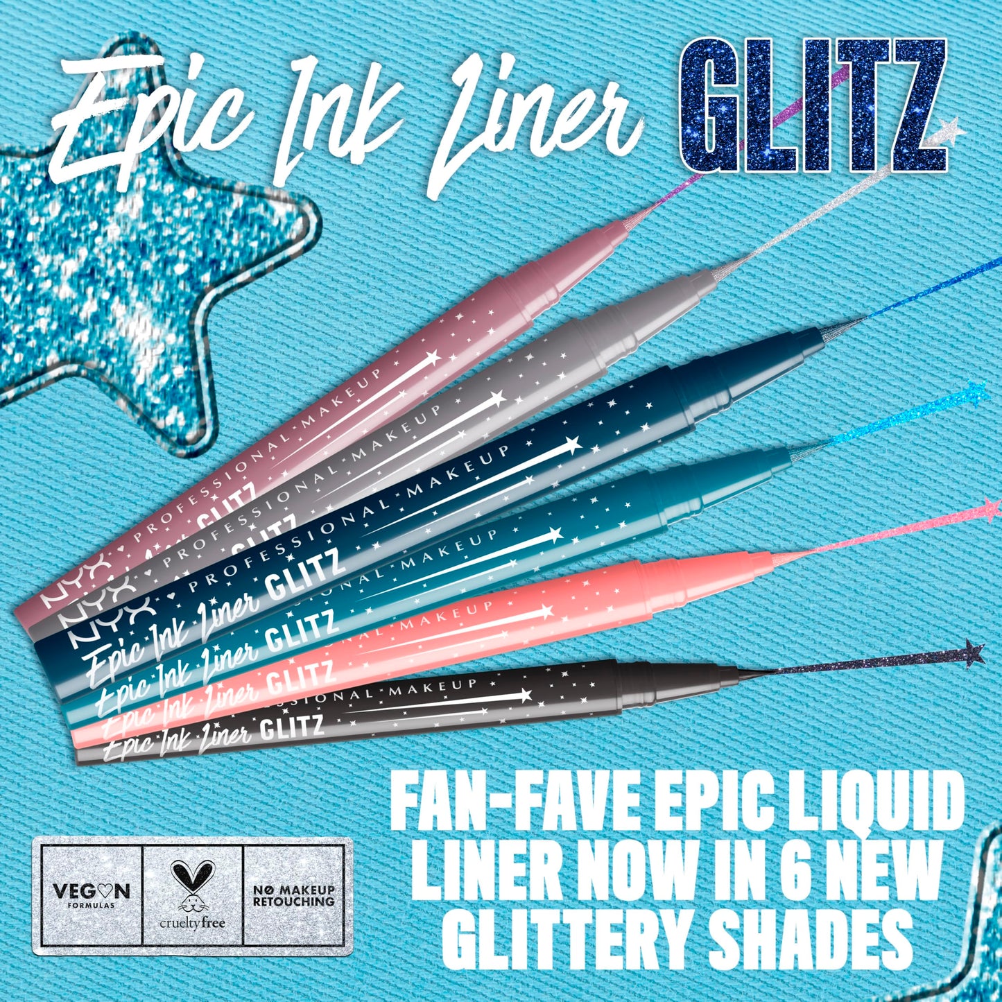 NYX PROFESSIONAL MAKEUP Epic Ink Glitz Liner, Waterproof Metallic Liquid Eyeliner with Vegan Formula - Bootcut Bling (Shimmer Bubblegum Pink) Beauty & Personal Care NYX PROFESSIONAL MAKEUP
