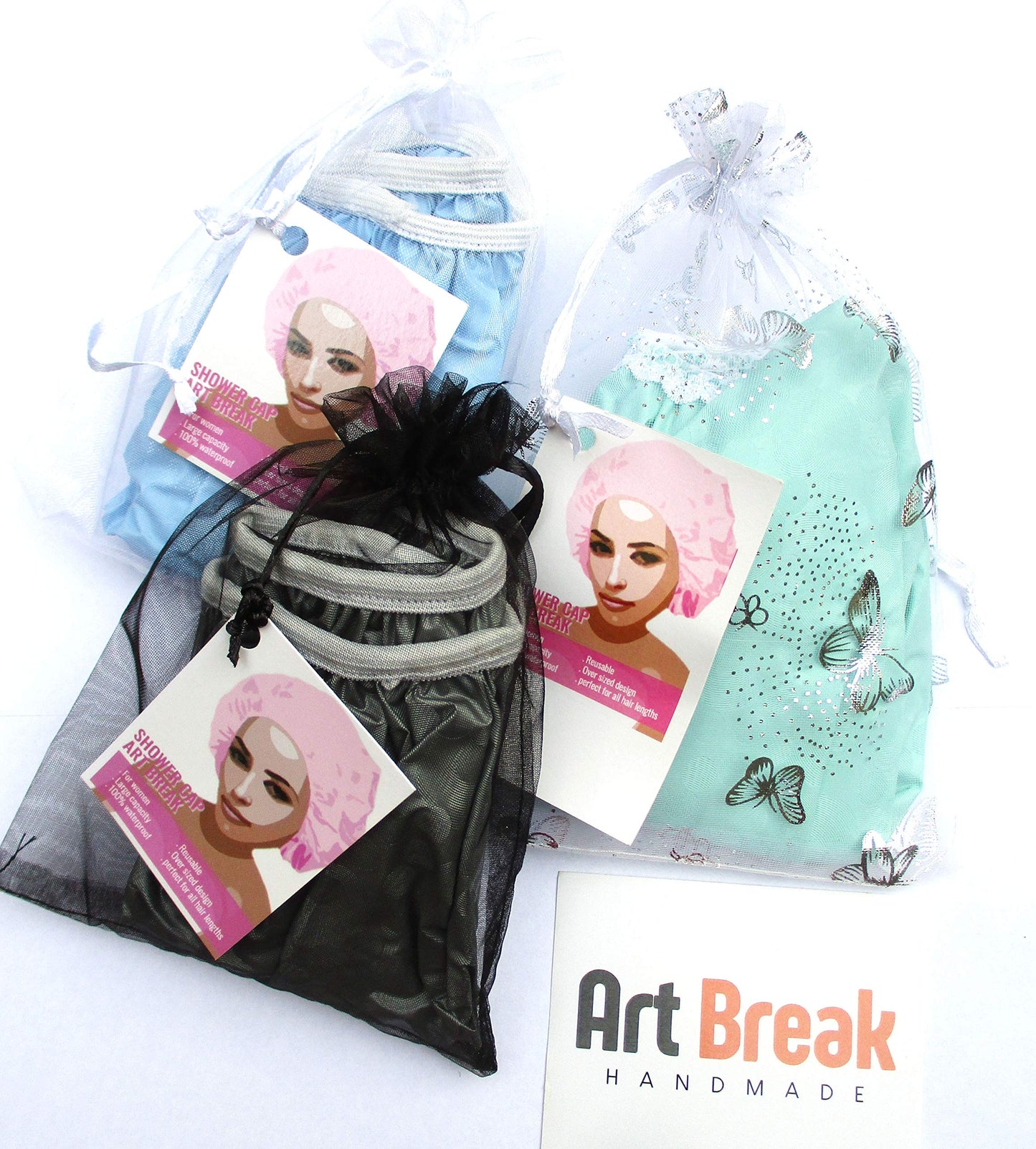 Black shower cap, Dark Charcoal Shower Cap for Men or Women for Regular hair or all Hair Lengths Vinyl Material Soft Elastic Band Durable Beauty and Personal Care Art Break