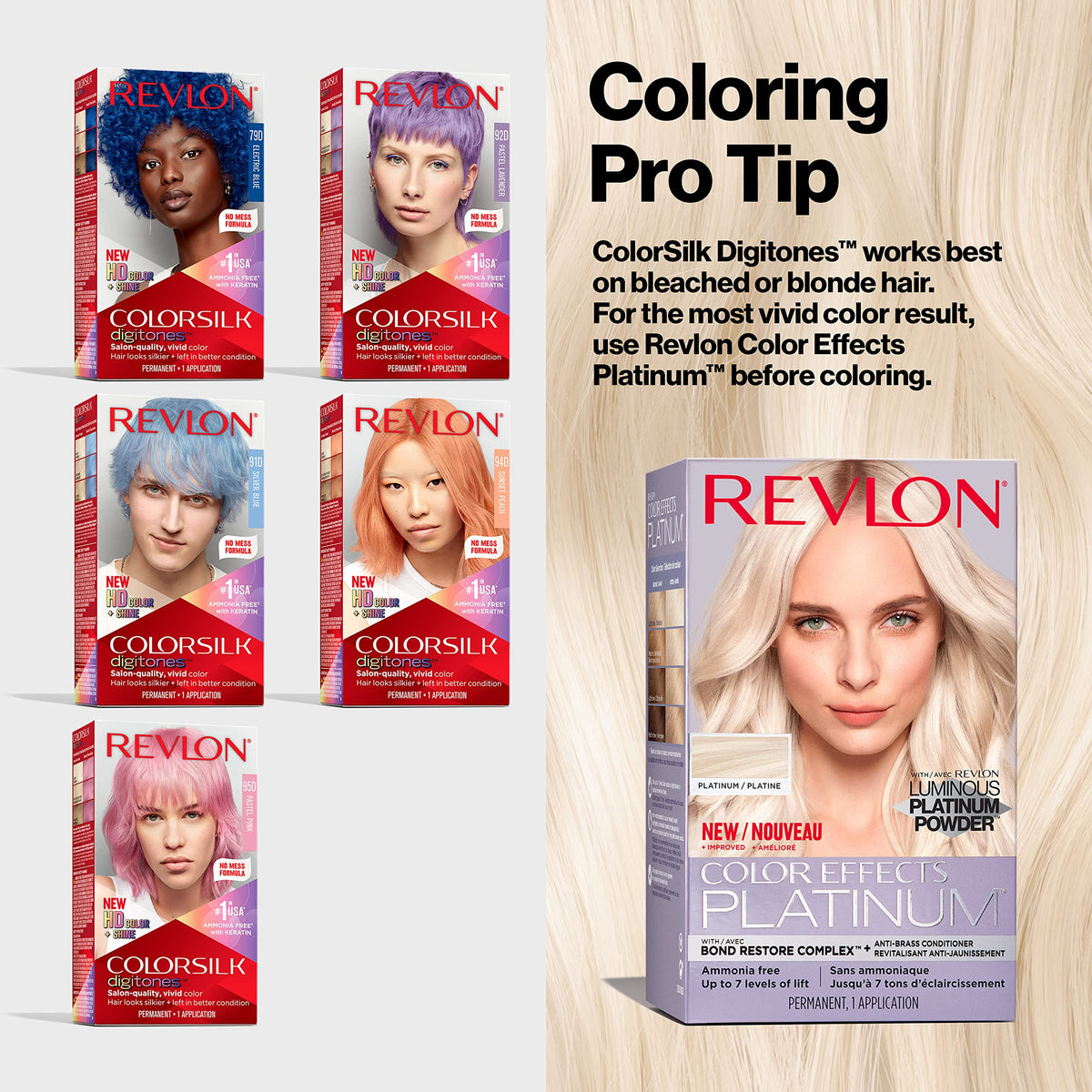Revlon ColorSilk Digitones Permanent Hair Color with Keratin, 91D Silver Blue, 1 Count Beauty & Personal Care REVLON