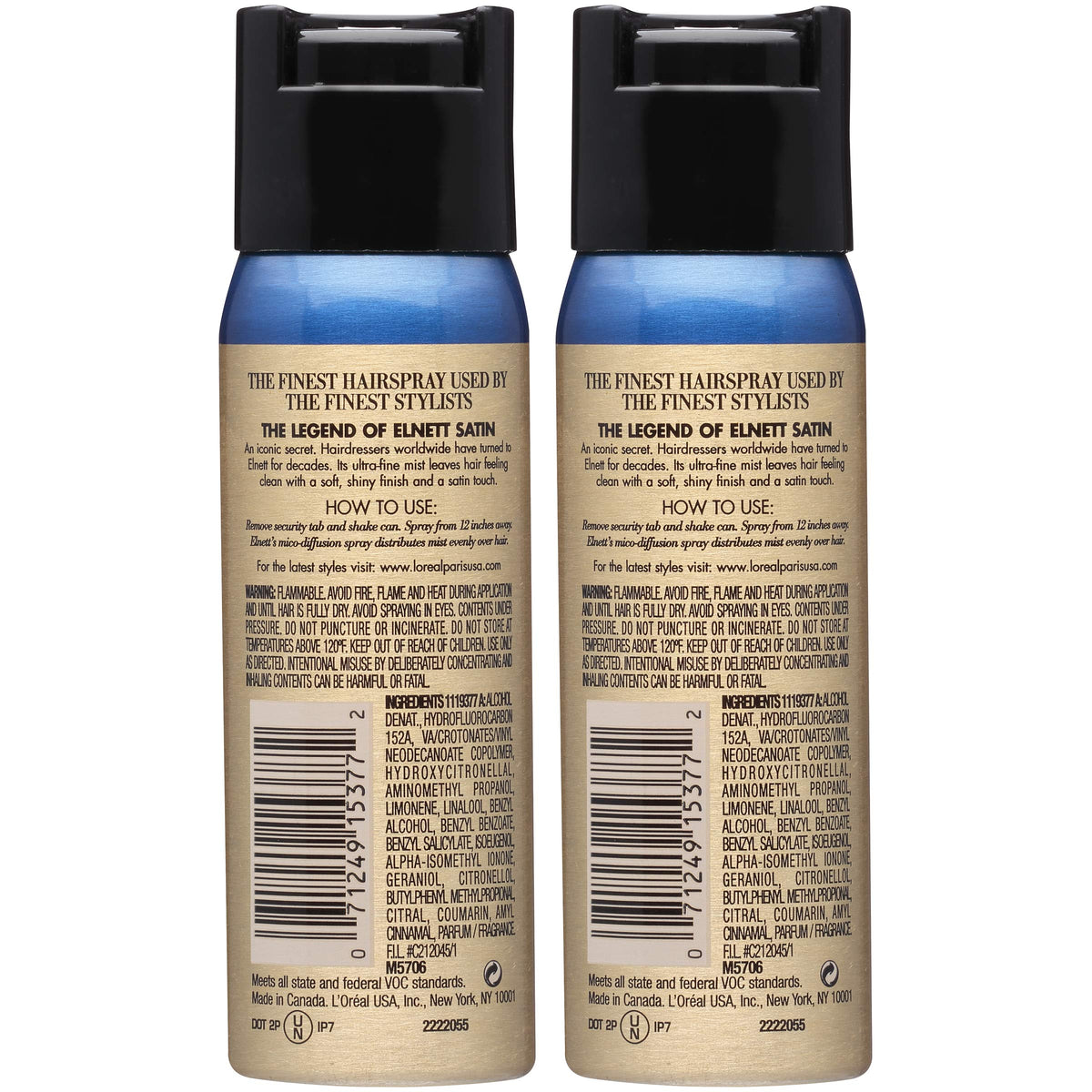 L'Oreal Paris Hair Care Elnett Extra Strong Hold Travel Size Hairspray, Long Lasting Plus Humidity Resistant, Hair Spray, 2.2 Ounce (2 Count) Beauty & Personal Care L'Oreal Paris