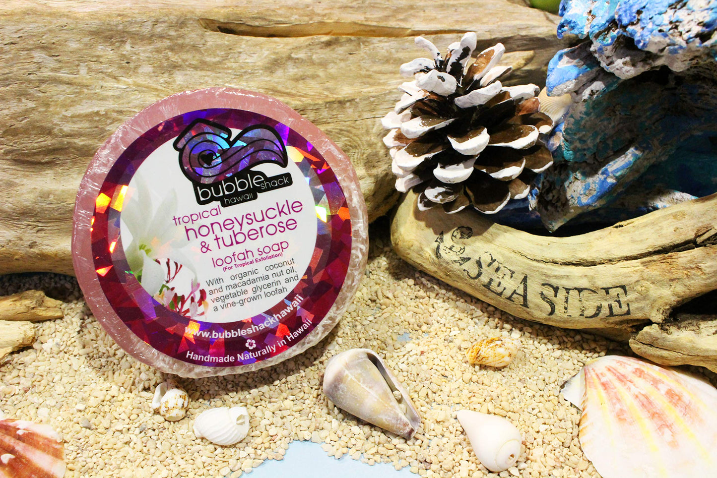 Bubble Shack Hawaii Loofah Lather Soap Bar (Honeysuckle Tuberose) Beauty & Personal Care Bubble Shack Hawaii