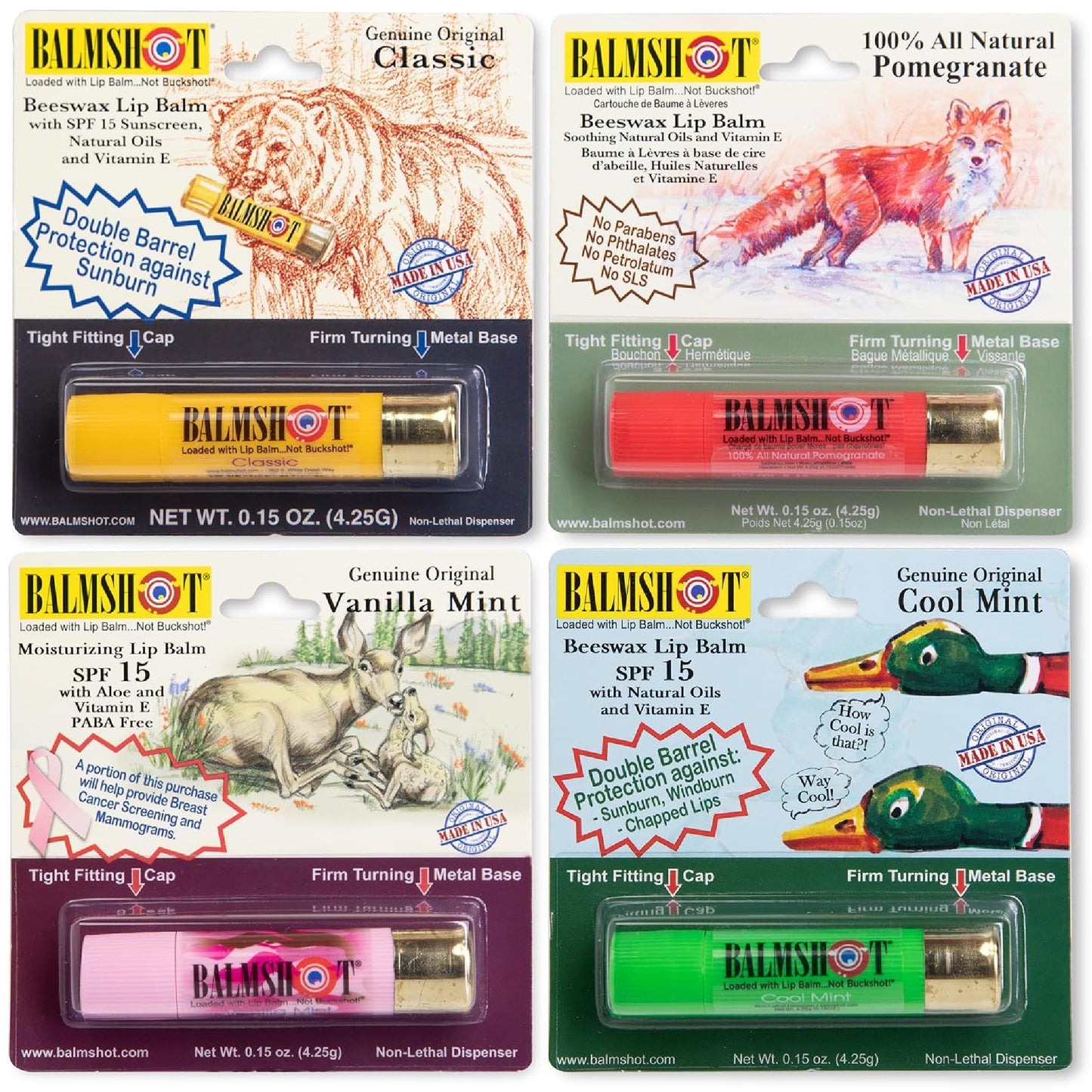BALMSHOT Lip Balm 4 Pack Beauty & Personal Care Balmshot