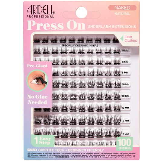 Ardell Press On Lashes Naked Natural - Pre-Glued Underlash Extensions, DIY Lash Clusters, No Glue Needed Cluster Eyelash Extensions, 100 ct