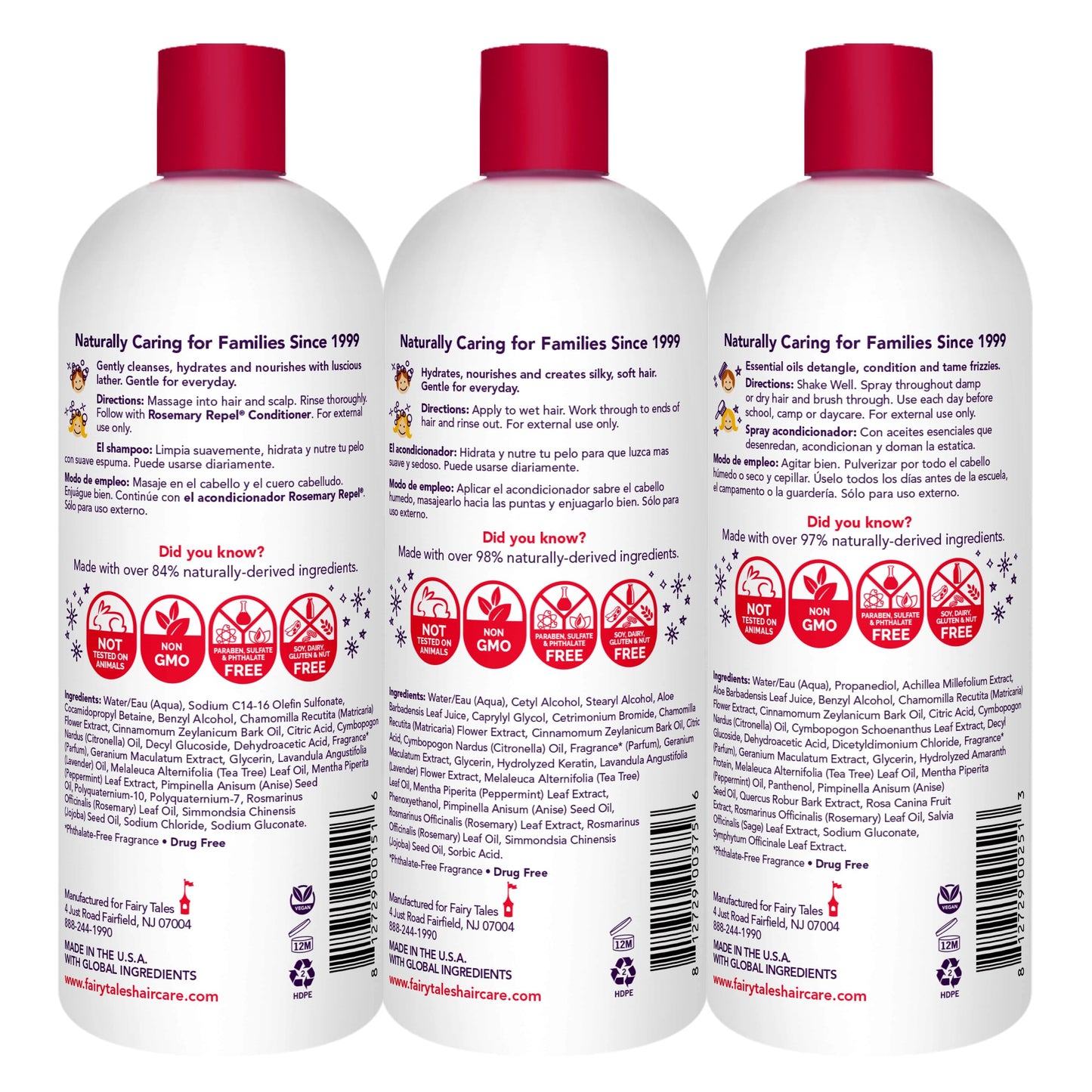 Fairy Tales Rosemary Repel Daily Kids Shampoo, Conditioner & Conditioning Spray Refill Trio- Kids Like the Smell, Lice Do Not Beauty and Personal Care Fairy Tales