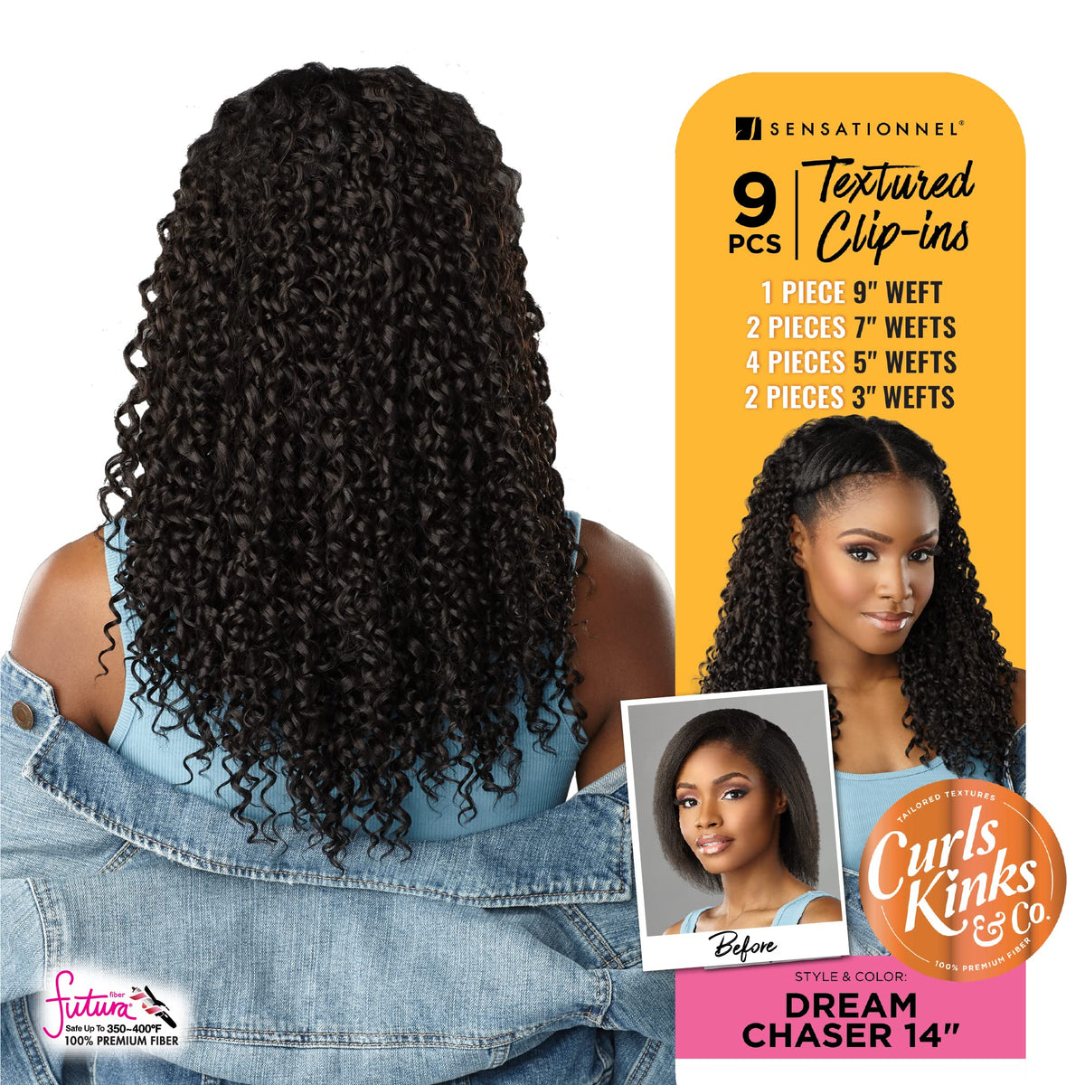 Sensationnel Curls Kinksandco Clip in-Dream Chaser 14 Inch,2 DARKBROWN