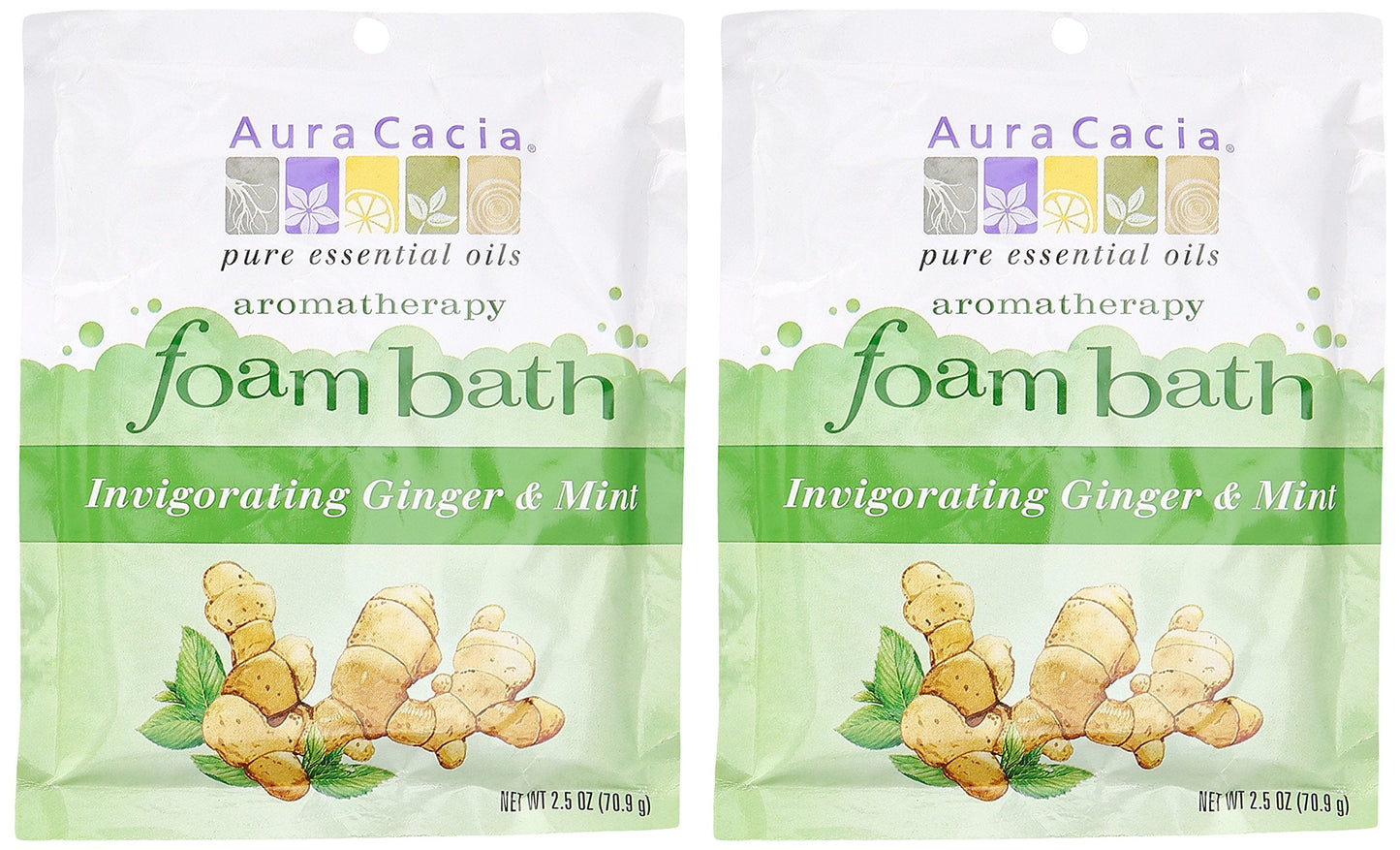 Aura Cacia Aromatherapy Foam Bath, Invigorating Ginger and Mint, 2.5 ounce packet (Pack of 3) Beauty and Personal Care Aura Cacia