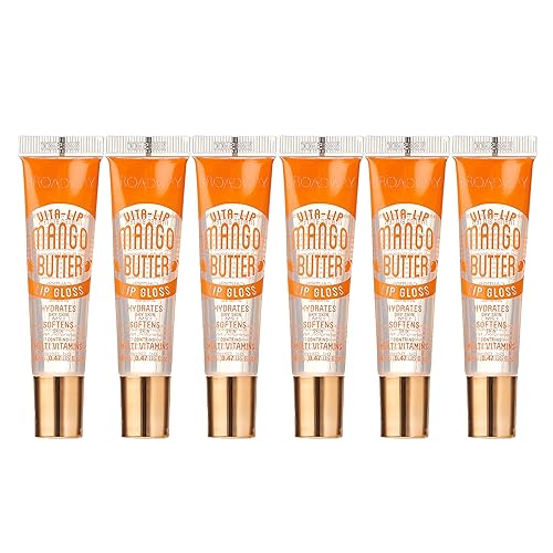 Ruby Kisses Broadway Vita-Lip Clear Lip Gloss (Mango Butter 6 Pack), Ultra-Hydrating & Soothing Formula with Multi-Vitamin Oils, High-Shine Non-Sticky Beauty & Personal Care Ruby Kisses